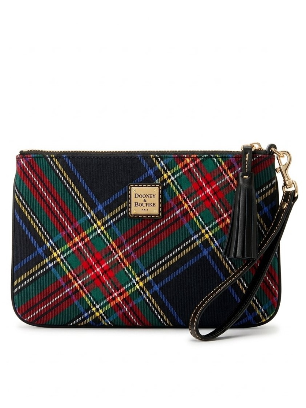Dooney & Bourke NWOT Tartan Plaid Large Wristlet Carrington Pouch Tassel